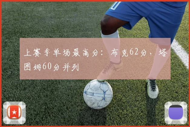 上赛季单场最高分：布克62分，塔图姆60分并列